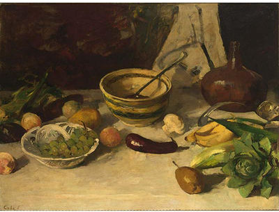 A Kitchen Still Life with Vegatables and Fruit