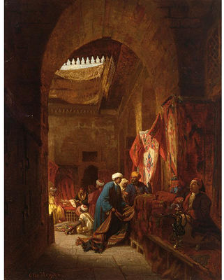 CARPET DEALERS IN THE SOUK by Otto Johann Heinrich Heyden - Auction record, sale price, and art valuation. Compare with similar artists and explore comparable artworks.