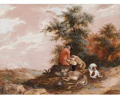 A HUNTER AND HIS DOGS RESTING BY THEIR CATCH by Magnus Brasch - Auction record, sale price, and art valuation. Compare with similar artists and explore comparable artworks.