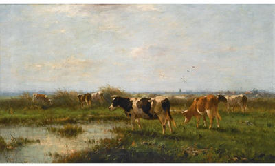 COWS IN A POLDER LANDSCAPE