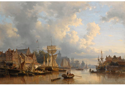 SHIPS ON THE RIVER IJ, AMSTERDAM