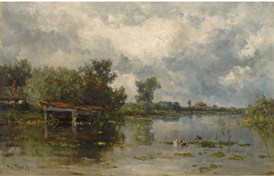A BOATHOUSE IN A POLDER LANDSCAPE