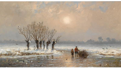 WOOD GATHERERS ON THE ICE