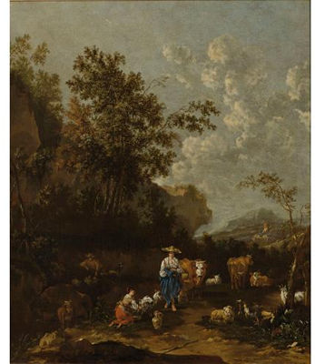 A wooded Italianate landscape with shepherds by Johannes Van der Bent - Auction record, sale price, and art valuation. Compare with similar artists and explore comparable artworks.