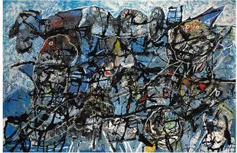 Sample artwork by Jean Lucebert (1924 - 1994), known for frescoes, murals, drawings, prints, poetry - View similar artists and auction records