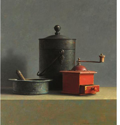 STILL LIFE WITH RED COFFEE MILL