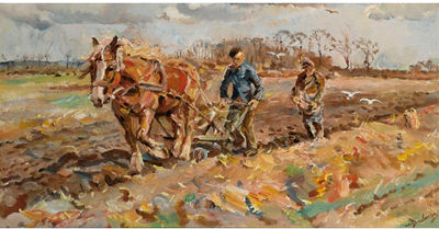 PLOEGENDE EN ZAAIENDE BOER