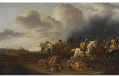 A CAVALRY BATTLE SCENE