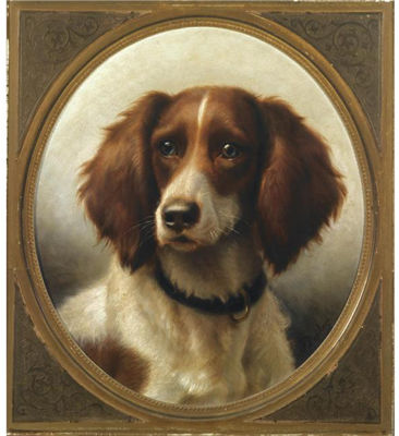 TWO PORTRAITS OF SPANIELS; A PAIR