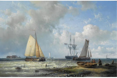 DUTCH BARGES IN A CALM