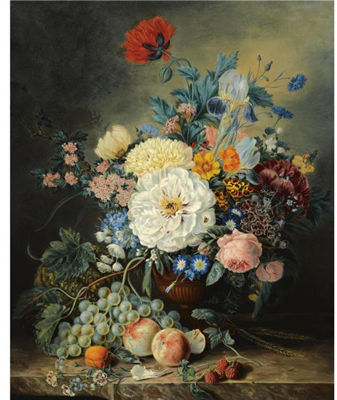 A STILL LIFE WITH FLOWERS AND FRUIT by Adriana Ravenswaay - Auction record, sale price, and art valuation. Compare with similar artists and explore comparable artworks.