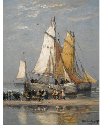 THE RETURN OF THE FISHING FLEET ON SCHEVENINGEN BEACH