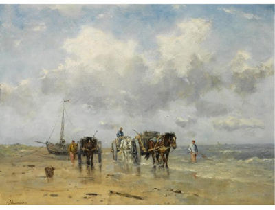 SHELL FISHERS IN THE BREAKERS by Johann Frederik Cornelis Scherrewitz - Auction record, sale price, and art valuation. Compare with similar artists and explore comparable artworks.