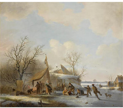 FIGURES ON THE ICE NEAR A 'KOEK EN ZOPIE'