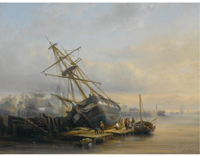 FIGURES AT WORK IN A HARBOUR by Hendrik Adolf Schaep - Auction record, sale price, and art valuation. Compare with similar artists and explore comparable artworks.