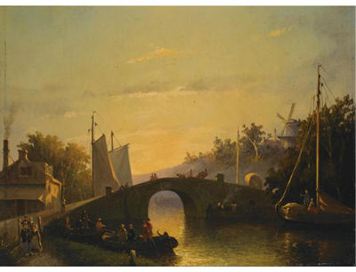 FIGURES NEAR A BRIDGE IN A DUTCH TOWN by Joseph Bles - Auction record, sale price, and art valuation. Compare with similar artists and explore comparable artworks.