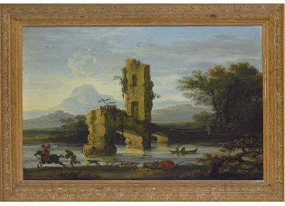 ITALIANATE RIVER LANDSCAPE WITH A RIDER AND A RUINED BRIDGE by Jan De Momper - Auction record, sale price, and art valuation. Compare with similar artists and explore comparable artworks.