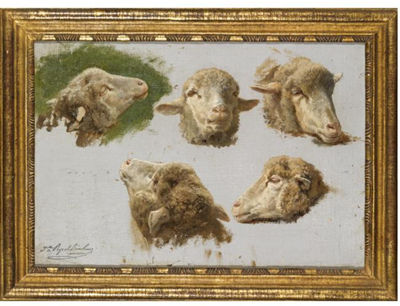 STUDIES OF SHEEP HEADS by Juliette Peyrol Bonheur - Auction record, sale price, and art valuation. Compare with similar artists and explore comparable artworks.