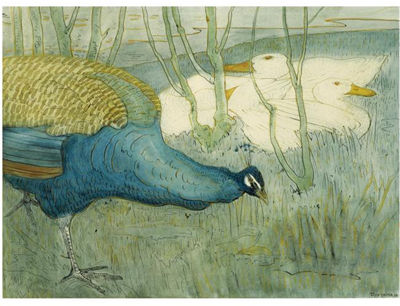PEACOCK AND DUCKS ON A RIVERBANK by Theodoor Van Hoytema - Auction record, sale price, and art valuation. Compare with similar artists and explore comparable artworks.