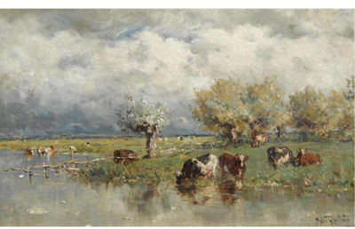 COWS IN A POLDER LANDSCAPE