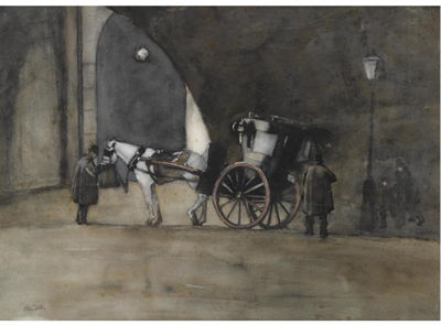 A CARRIAGE AT WATERLOO BRIDGE, LONDON