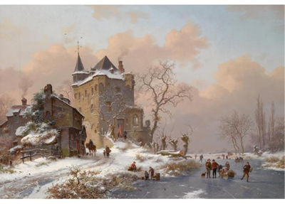 SKATERS NEAR A CASTLE ON A WINTRY DAY by Frederik Marianus Kruseman - Auction record, sale price, and art valuation. Compare with similar artists and explore comparable artworks.