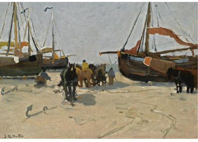 FISHER FOLK AND BOMSCHUITEN ON THE BEACH