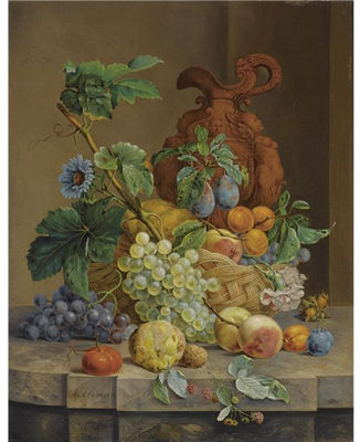A STILL LIFE WITH FRUIT AND FLOWERS