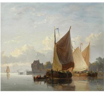 SAILING SHIPS AT ANCHOR