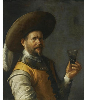 Portrait of Joost Cornelisz Droochsloot: A SELF PORTRAIT OF THE ARTIST, HALF LENGTH, DRESSED AS A CAVALIER