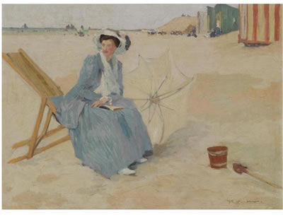 WOMAN IN BLUE DRESS