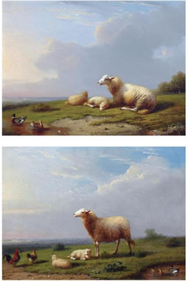 SHEEP RESTING WITH DUCKS IN A LANDSCAPE; SHEEP AND CHICKENS RESTING IN A LANDSCAPE (A PAIR) by Franz Van Severdonck - Auction record, sale price, and art valuation. Compare with similar artists and explore comparable artworks.