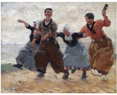 VOLENDAM, KERMISGANGERS (AT THE FAIR OF VOLENDAM) by Willy Sluiter - Auction record, sale price, and art valuation. Compare with similar artists and explore comparable artworks.
