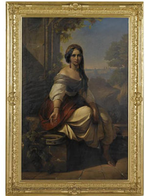 PORTRAIT OF A YOUNG WOMAN WITH A TAMBOURINE
