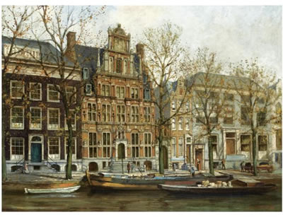 A VIEW ON 'HET HUIS MET DE HOOFDEN' AT THE KEIZERSGRACHT, AMSTERDAM