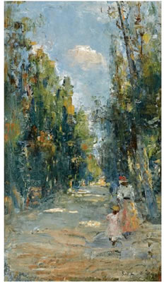 FIGURES STROLLING IN A PARK
