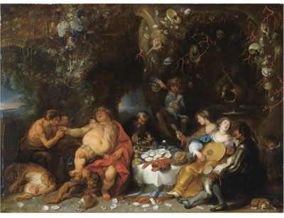 A BACCHANAL IN A GROTTO by Simon De Vos - Auction record, sale price, and art valuation. Compare with similar artists and explore comparable artworks.