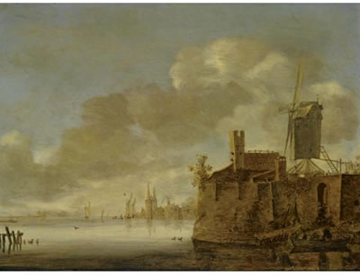 RIVER LANDSCAPE WITH A FORTIFIED TOWN, A WINDMILL ON THE RIGHT BANK, AND A ROWING BOAT WITH FIGURES IN THE FOREGROUND by Frans de Hulst - Auction record, sale price, and art valuation. Compare with similar artists and explore comparable artworks.