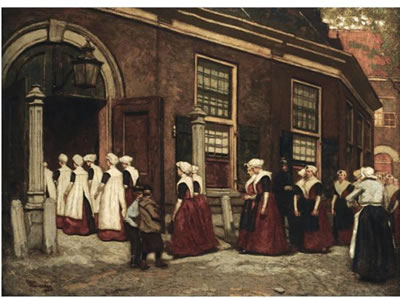 AMSTERDAM ORPHAN GIRLS ENTERING THE ORPHANAGE HET BURGERWEESHUIS