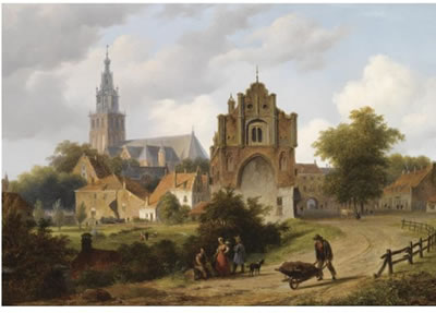 A VIEW OF NIJMEGEN WITH THE ST. STEVENSKERK AND THE WAAG