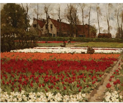 PEASANTS AT WORK IN A BULB FIELD