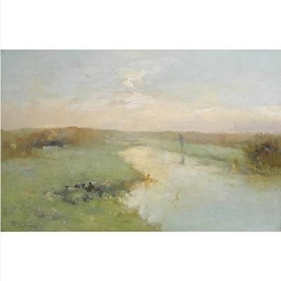 A FISHERMAN IN A POLDER LANDSCAPE