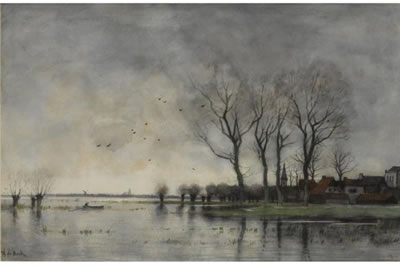 Sample artwork by Theophile De Bock (1851 - 1904), known for hague school tonalist landscape painting - View similar artists and auction records