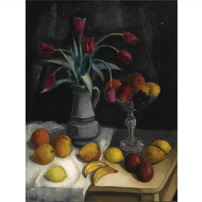 A STILL LIFE WITH FRUIT AND TULIPS ON A TABLE by Arnout Colnot - Auction record, sale price, and art valuation. Compare with similar artists and explore comparable artworks.