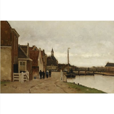 A DUTCH TOWNVIEW WITH FIGURES ALONG A CANAL by Victor Bauffe - Auction record, sale price, and art valuation. Compare with similar artists and explore comparable artworks.