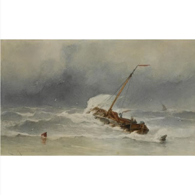 A BARGE IN STORMY WEATHER