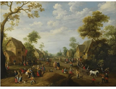 A VILLAGE KERMESSE WITH NUMEROUS PEASANTS FEASTING by Joost Cornelisz Droochsloot - Auction record, sale price, and art valuation. Compare with similar artists and explore comparable artworks.