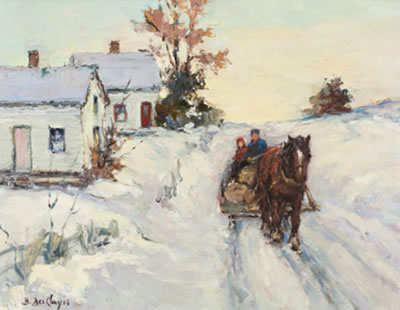 HORSE AND SLEIGH - WINTER ROAD