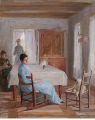 INTERIOR WITH ELIZABETH PUTNAM by Robert Harris - Auction record, sale price, and art valuation. Compare with similar artists and explore comparable artworks.
