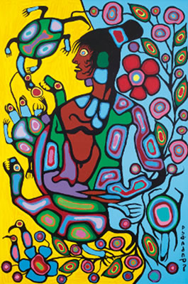 SHAMAN AND TURTLE by Norval (Copper Thunderbird) Morrisseau - Auction record, sale price, and art valuation. Compare with similar artists and explore comparable artworks.